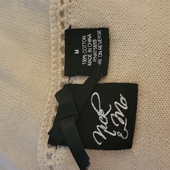 VTG NICK & MO Cream Ruffle Embroidered Peplum Button Down Sweater Medium - Picture 7 of 8